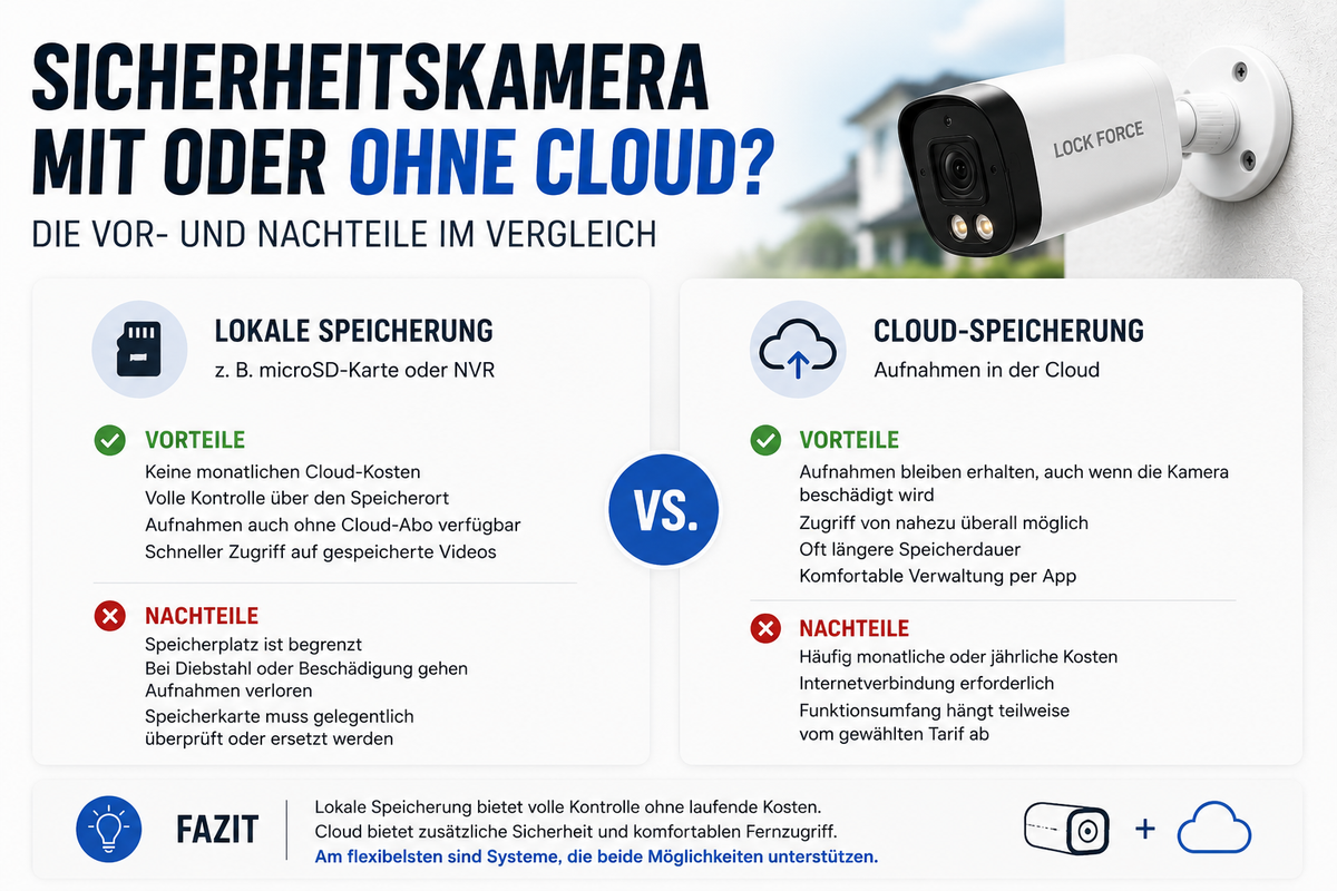 Sicherheitskamera mit oder ohne Cloud? Die Vor- und Nachteile im Vergleich