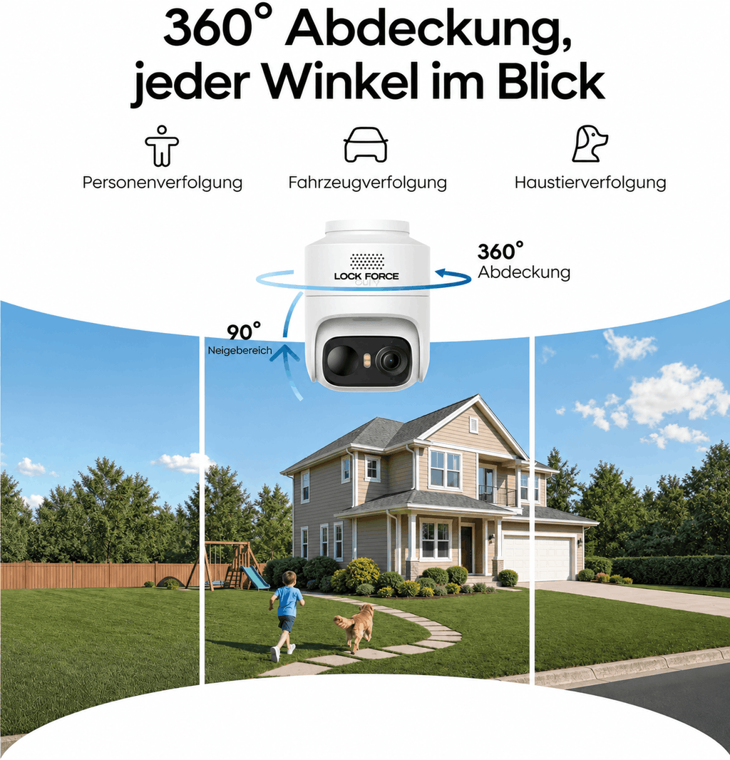 Neu 2K Solar Sicherheitskamera mit 360° Tracking