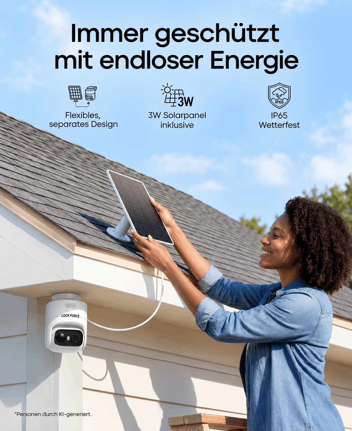 2K Solar Sicherheitskamera mit 360° Tracking