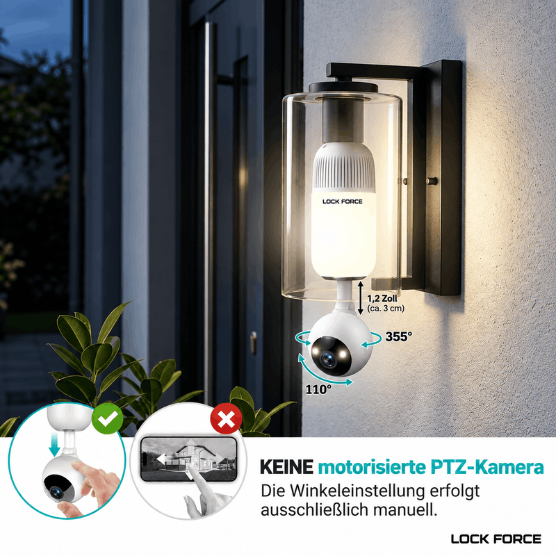 3MP Lampenkamera mit 360° & Farbnachtsicht