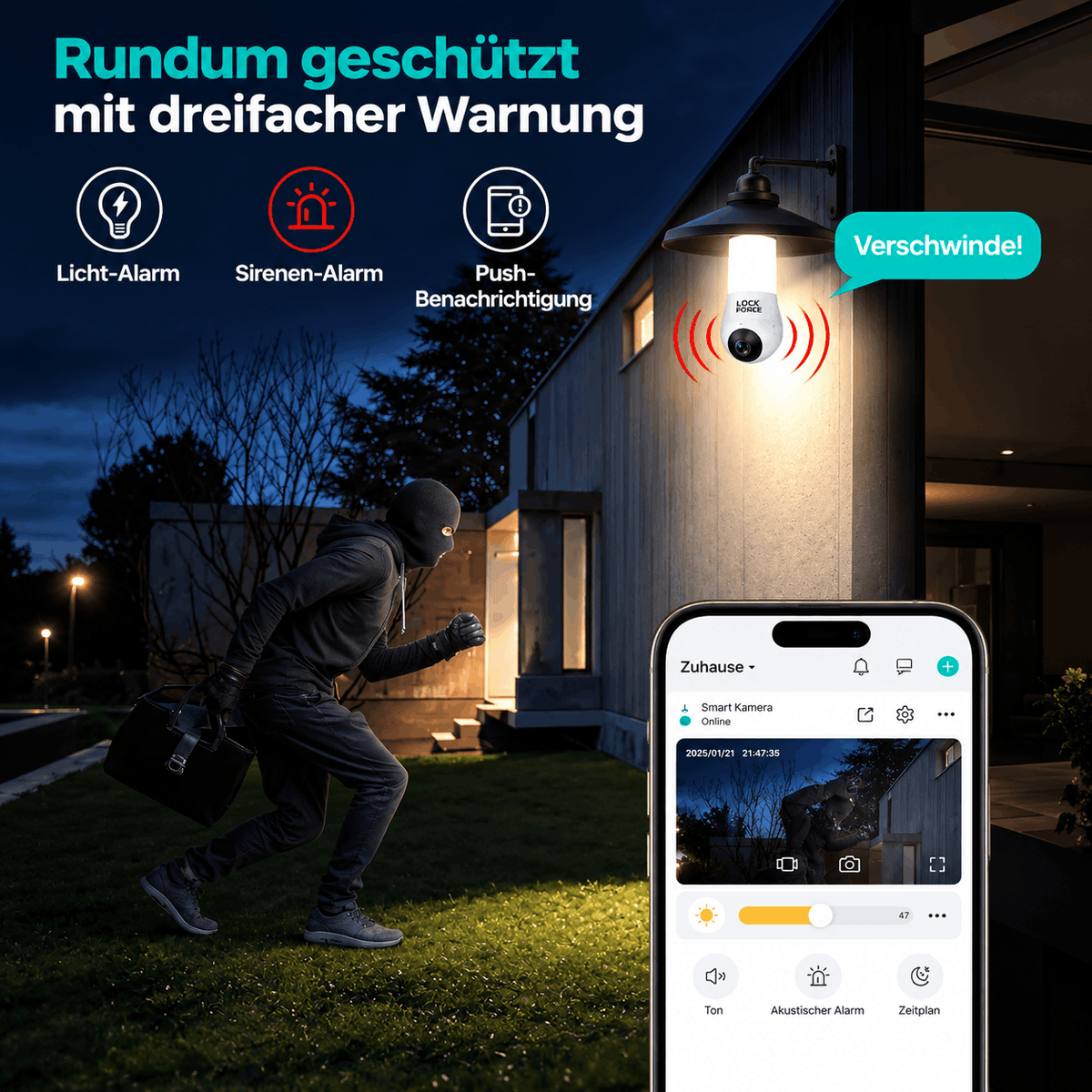 2K Glühbirnen-Überwachungskamera mit Flutlicht