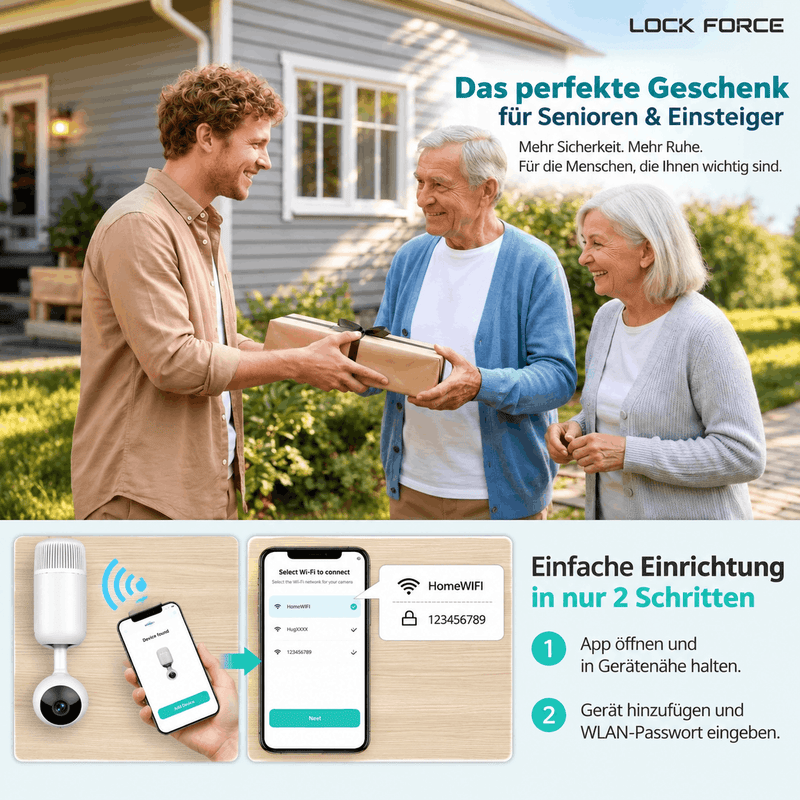 3MP Lampenkamera mit 360° & Farbnachtsicht