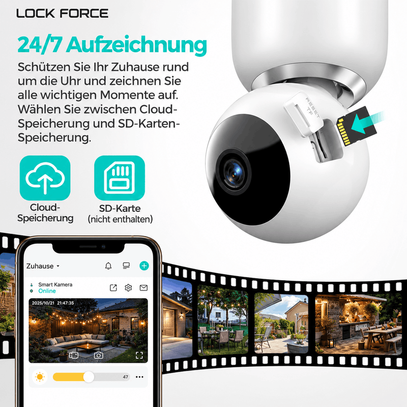 3MP Lampenkamera mit 360° & Farbnachtsicht