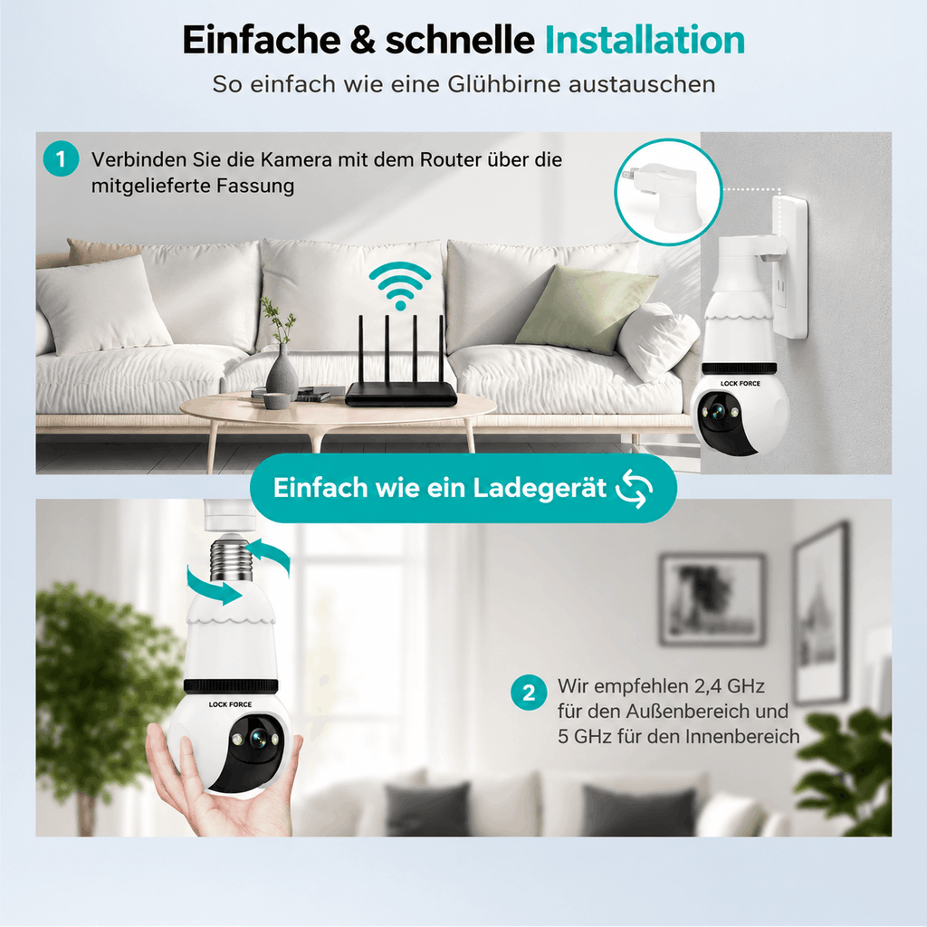 Smarte Überwachungskamera mit Farbnachtsicht, Bewegungsalarm & lokaler Speicherung