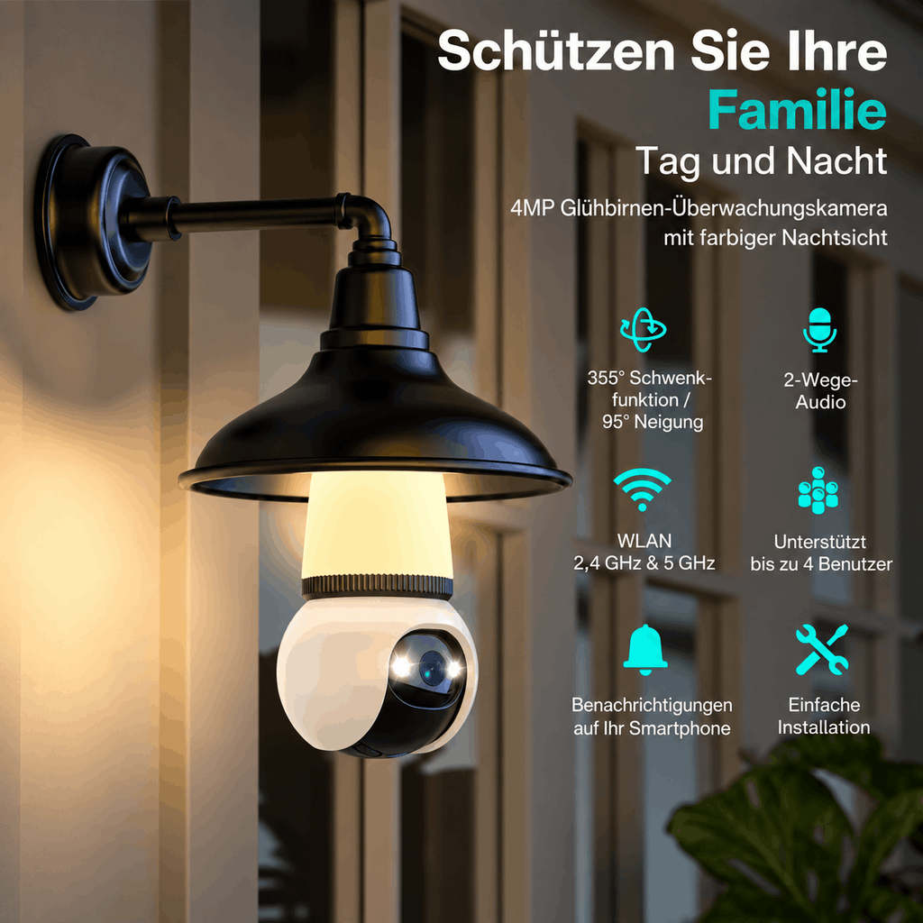 Smarte Überwachungskamera mit Farbnachtsicht, Bewegungsalarm & lokaler Speicherung