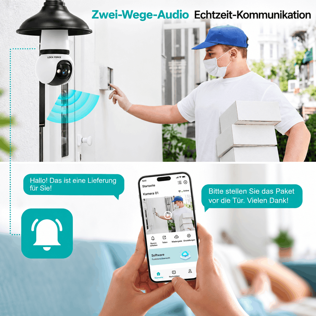 Smarte Überwachungskamera mit Farbnachtsicht, Bewegungsalarm & lokaler Speicherung