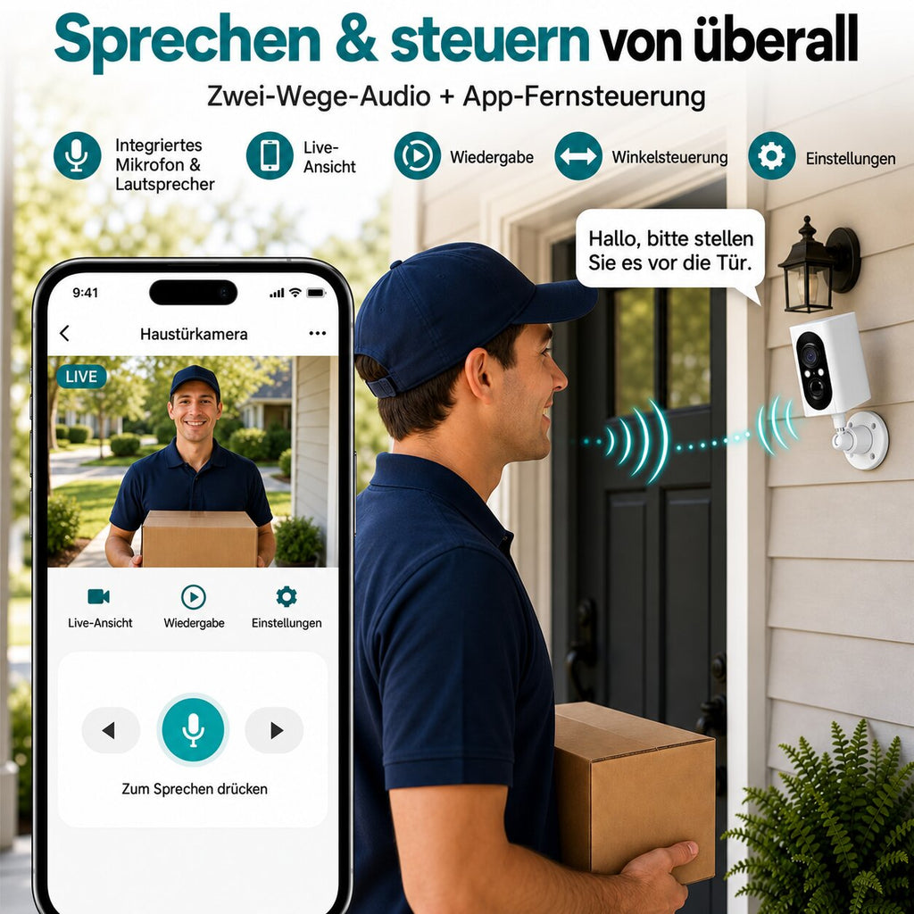 Smarte 4MP WLAN-Überwachungskamera mit WiFi 6, Personenerkennung & Farbnachtsicht