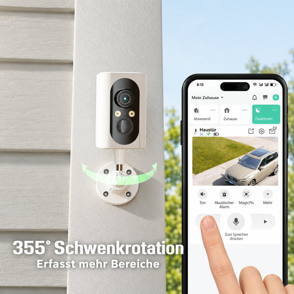 Smarte 4MP WLAN-Überwachungskamera mit WiFi 6, Personenerkennung & Farbnachtsicht