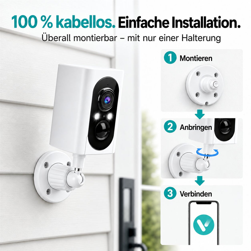 Smarte 4MP WLAN-Überwachungskamera mit WiFi 6, Personenerkennung & Farbnachtsicht