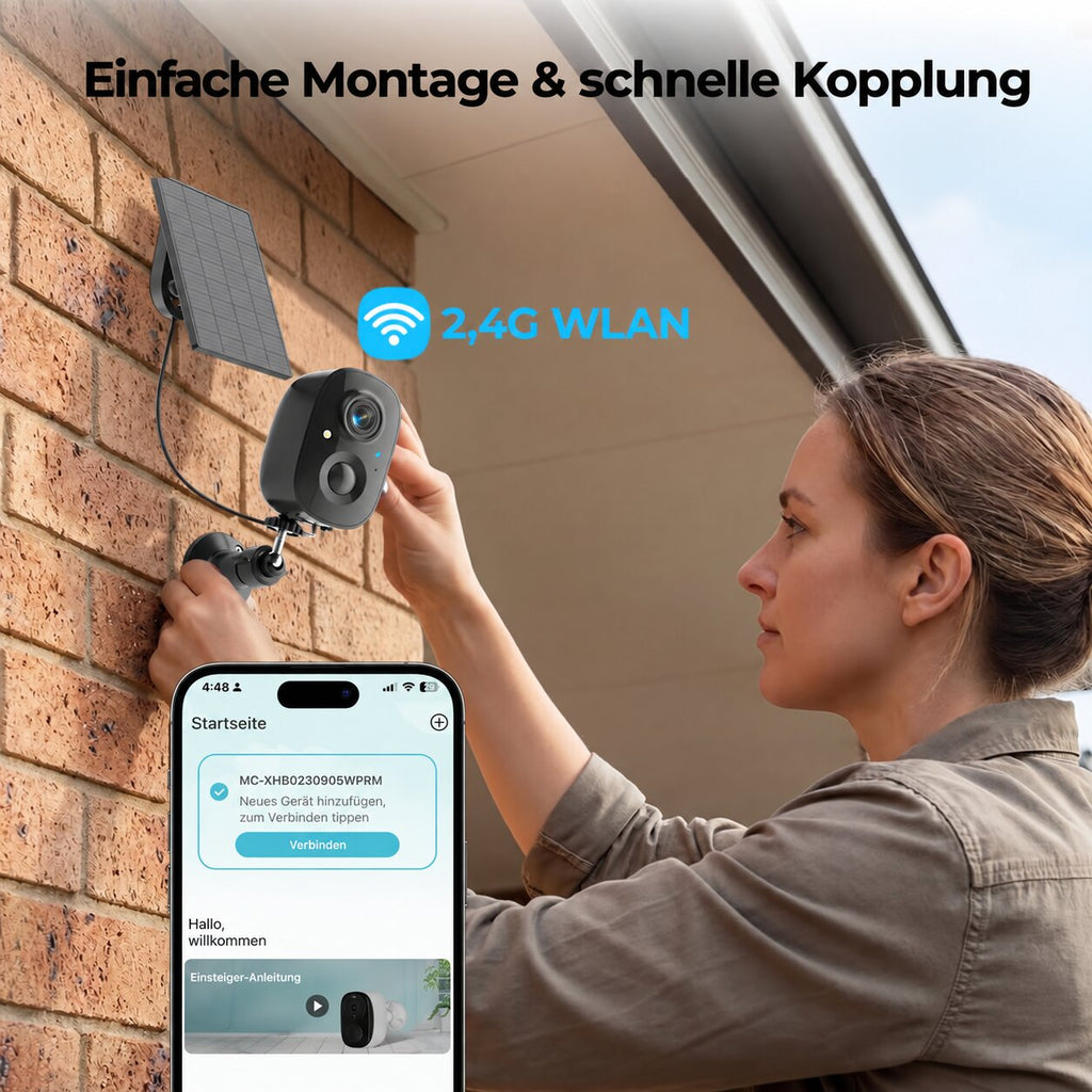 Smarte 2MP WLAN-Überwachungskamera mit KI-Personenerkennung & Farbnachtsicht