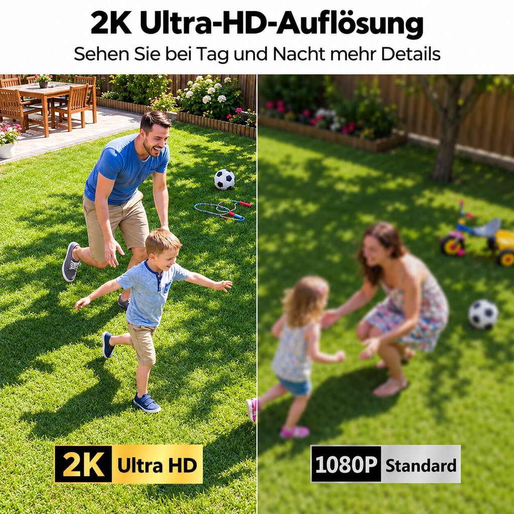 Smarte 2MP WLAN-Überwachungskamera mit KI-Personenerkennung & Farbnachtsicht