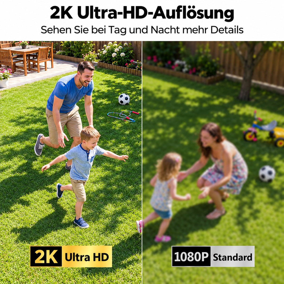 Smarte 2MP WLAN-Überwachungskamera mit KI-Personenerkennung & Farbnachtsicht