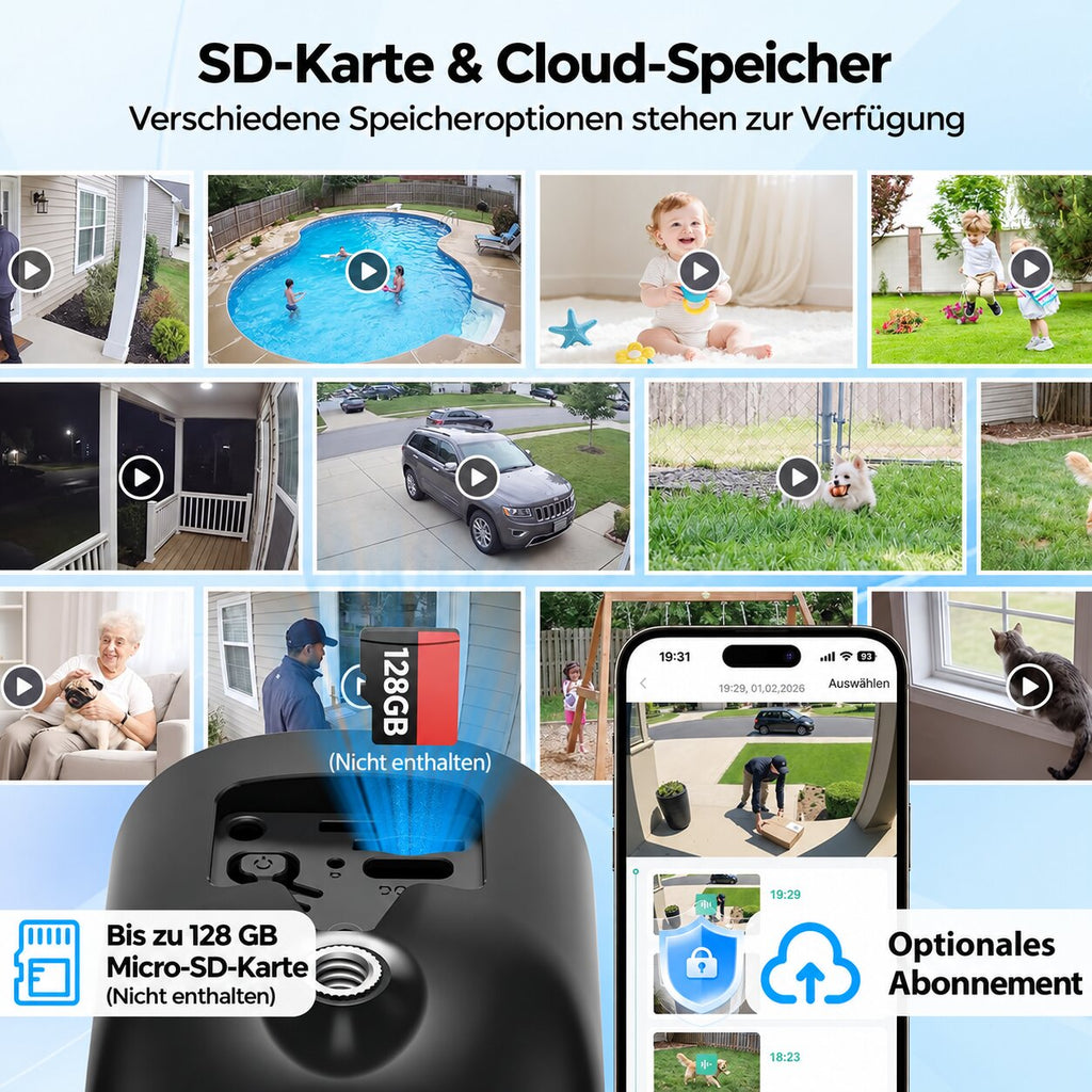 Smarte 2MP WLAN-Überwachungskamera mit KI-Personenerkennung & Farbnachtsicht