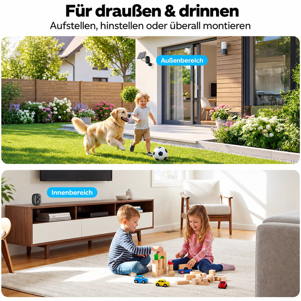 Smarte 2MP WLAN-Überwachungskamera mit KI-Personenerkennung & Farbnachtsicht