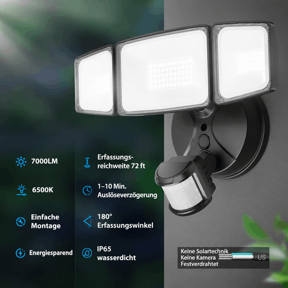 LED Außenstrahler 75W mit Bewegungssensor