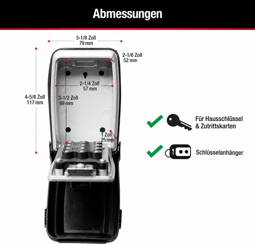 Schlüsselbox mit Drucktasten-Zahlencode - K500