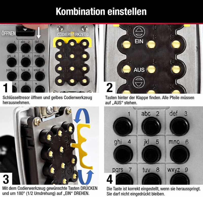 Wetterfester Schlüsseltresor mit Zahlencode & Drucktasten