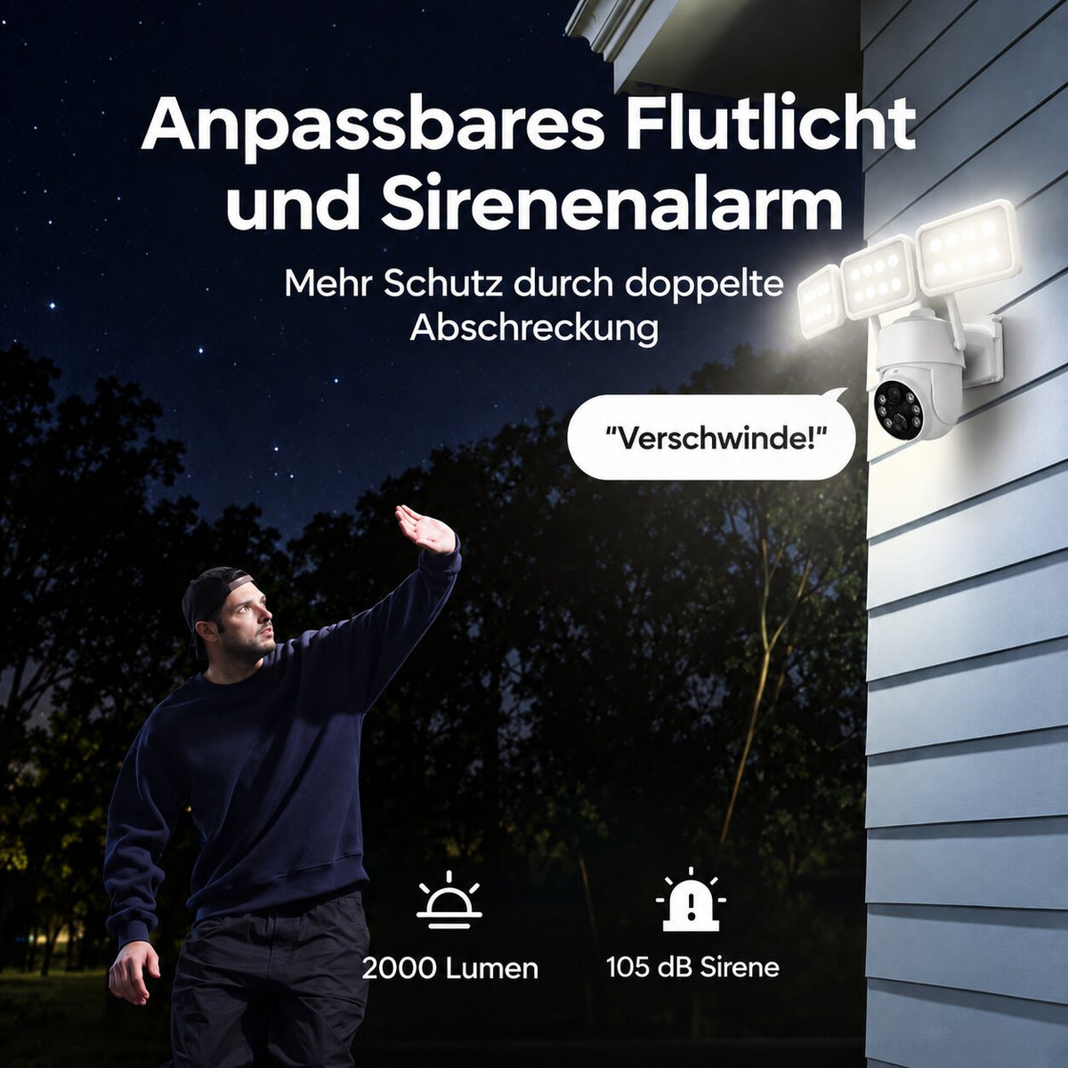 Smarte 4MP Solar-WLAN-Überwachungskamera mit 8.000-mAh-Akku, PIR-Erkennung & Farbnachtsicht