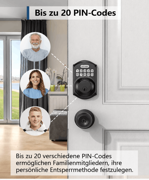 Elektronisches Türschloss mit PIN-Code, Auto-Lock & bis zu 100 Zugangscodes
