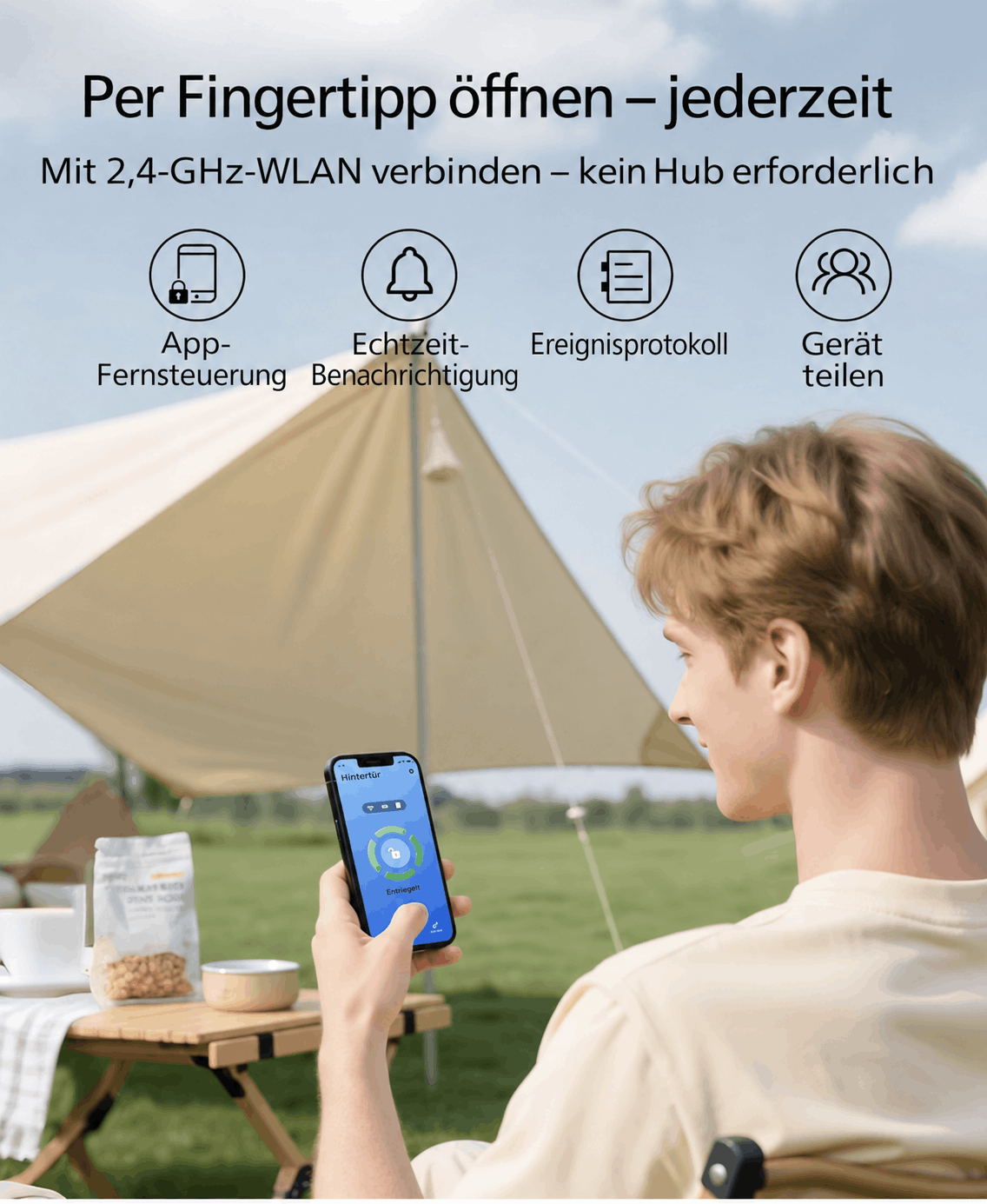 WiFi-Türschloss mit Fingerabdruck & Türgriff