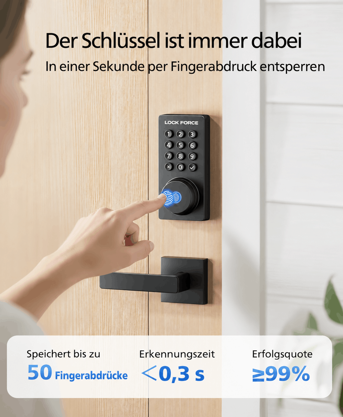 WiFi-Türschloss mit Fingerabdruck & Türgriff