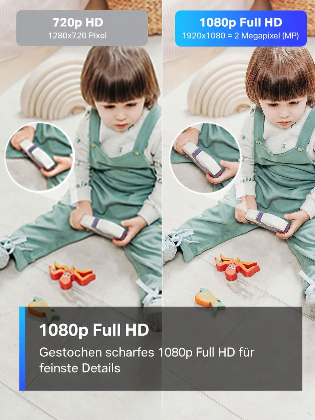 Lock Force Kamera Vergleich 720p HD und 1080p Full HD Bildqualität beim Kinderspiel
