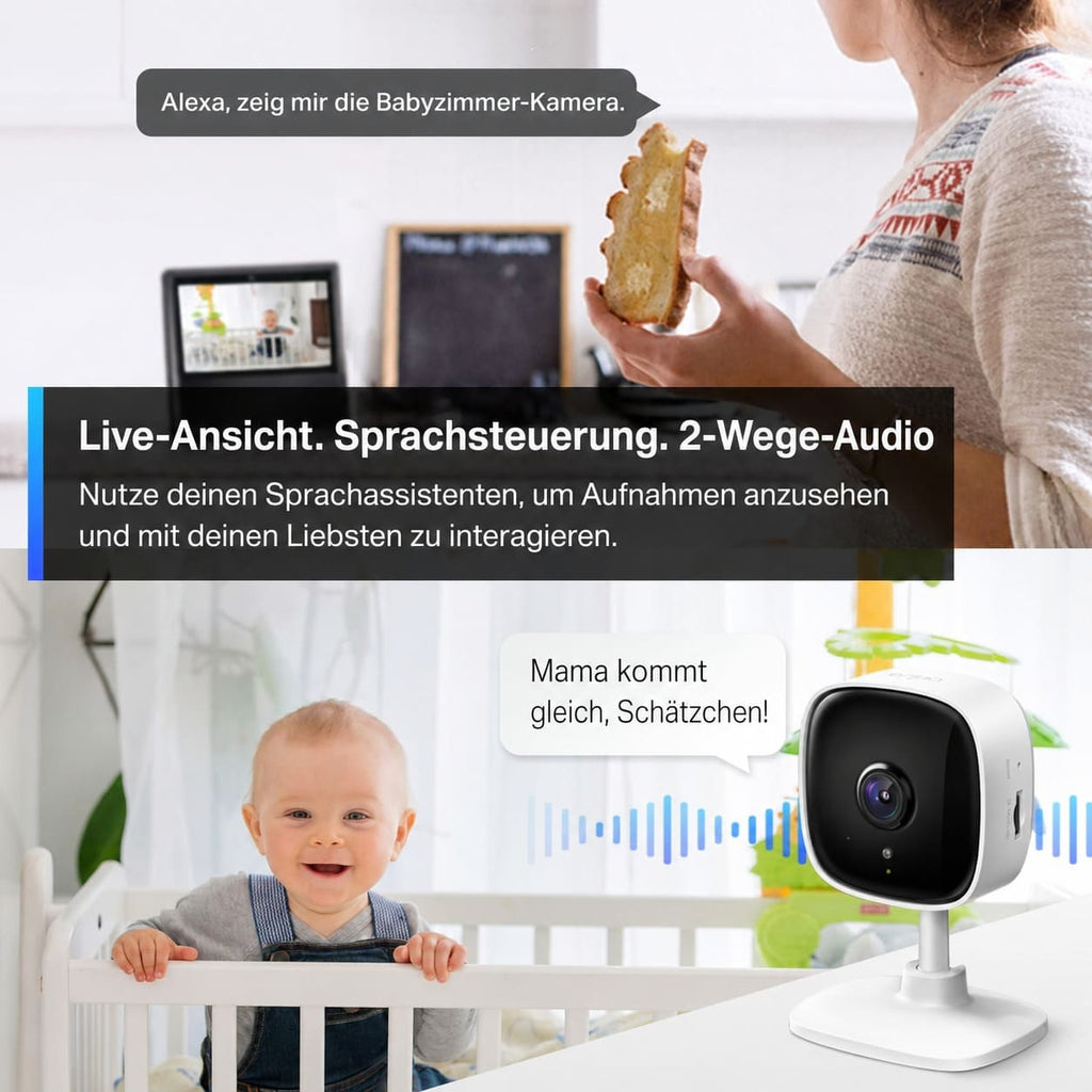 Lock Force Kamera mit Live-Ansicht, Sprachsteuerung und Zwei-Wege-Audio am Babybett