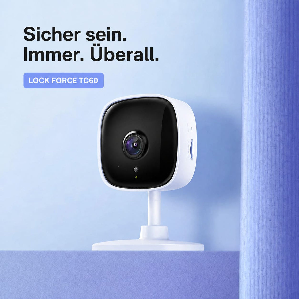 Lock Force TC60 Kamera auf blauem Hintergrund mit Produktname