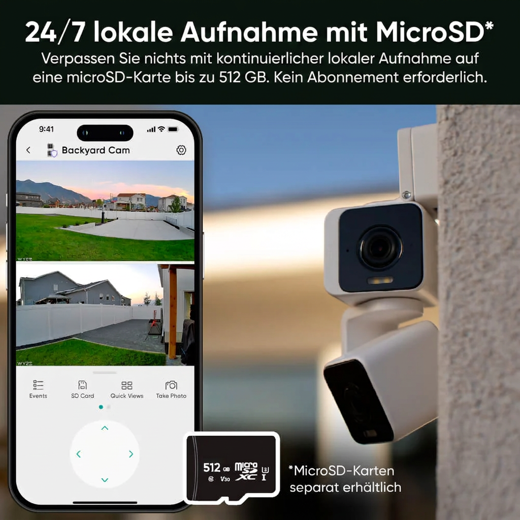 Lock Force Duo Cam Pan mit 24/7 lokaler Aufnahme auf microSD-Karte bis 512 GB