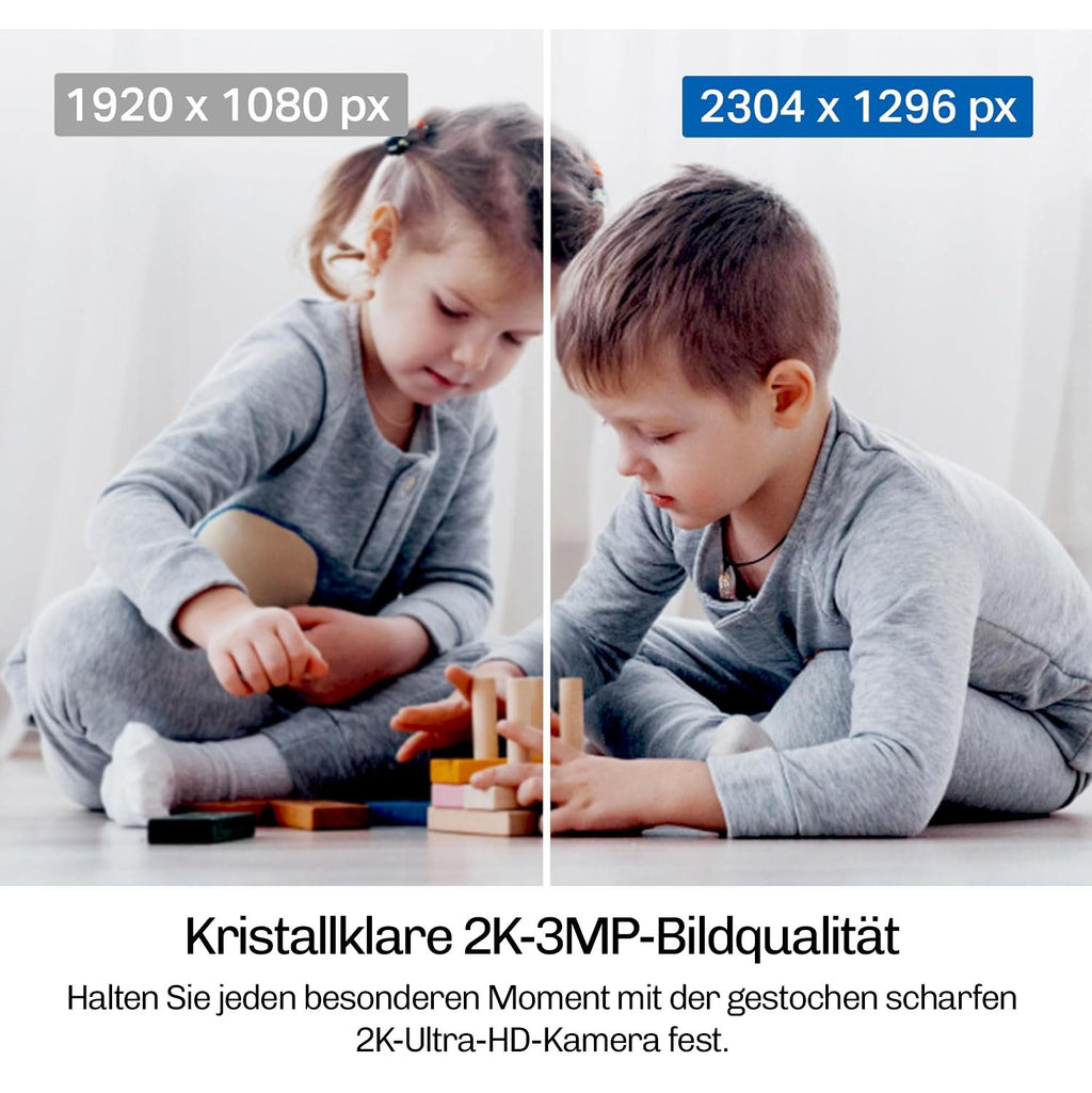 Lock Force Kamera Vergleich 2K-3MP-Bildqualität mit spielenden Kindern im Detail