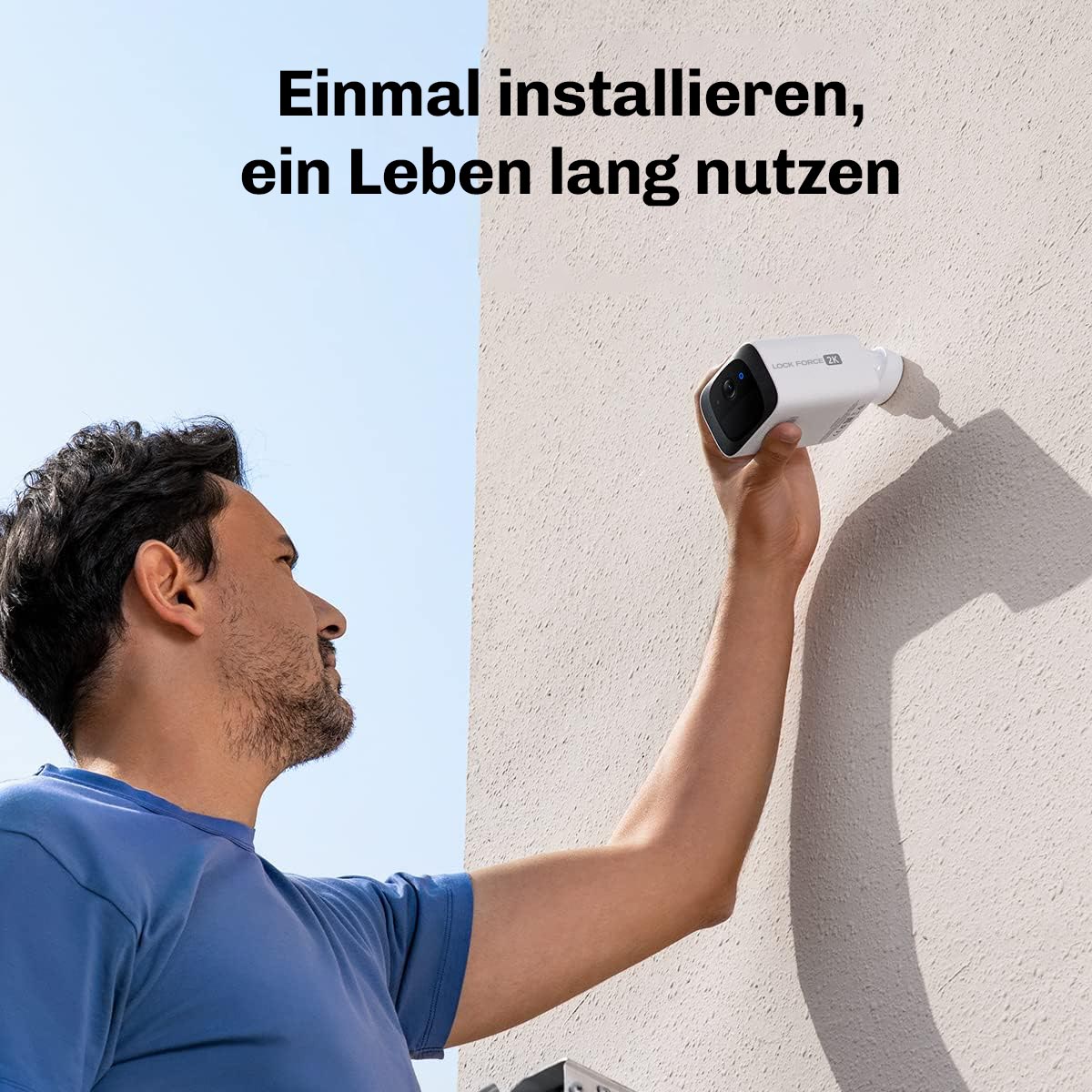 Lock Force 2K Kamera und Basisstation im technischen Explosionsdiagramm mit Solarpanel