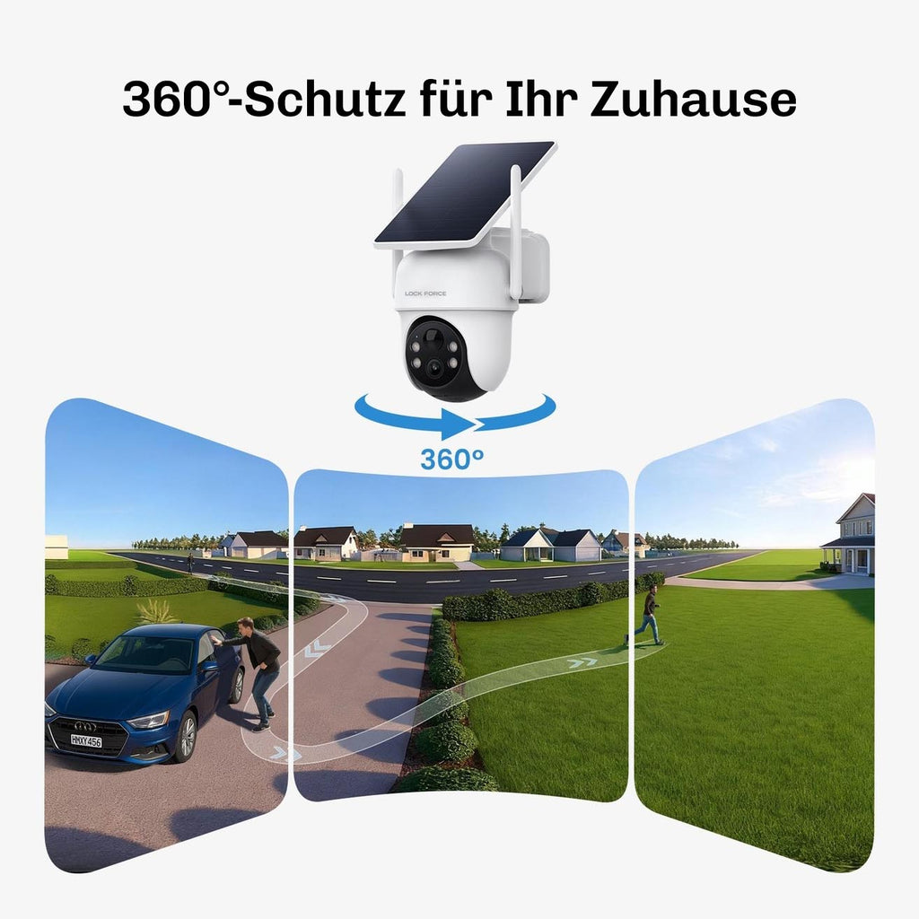 Lock Force Solarkamera bietet 360-Grad-Rundumschutz für Einfahrt, Gehweg und Garten