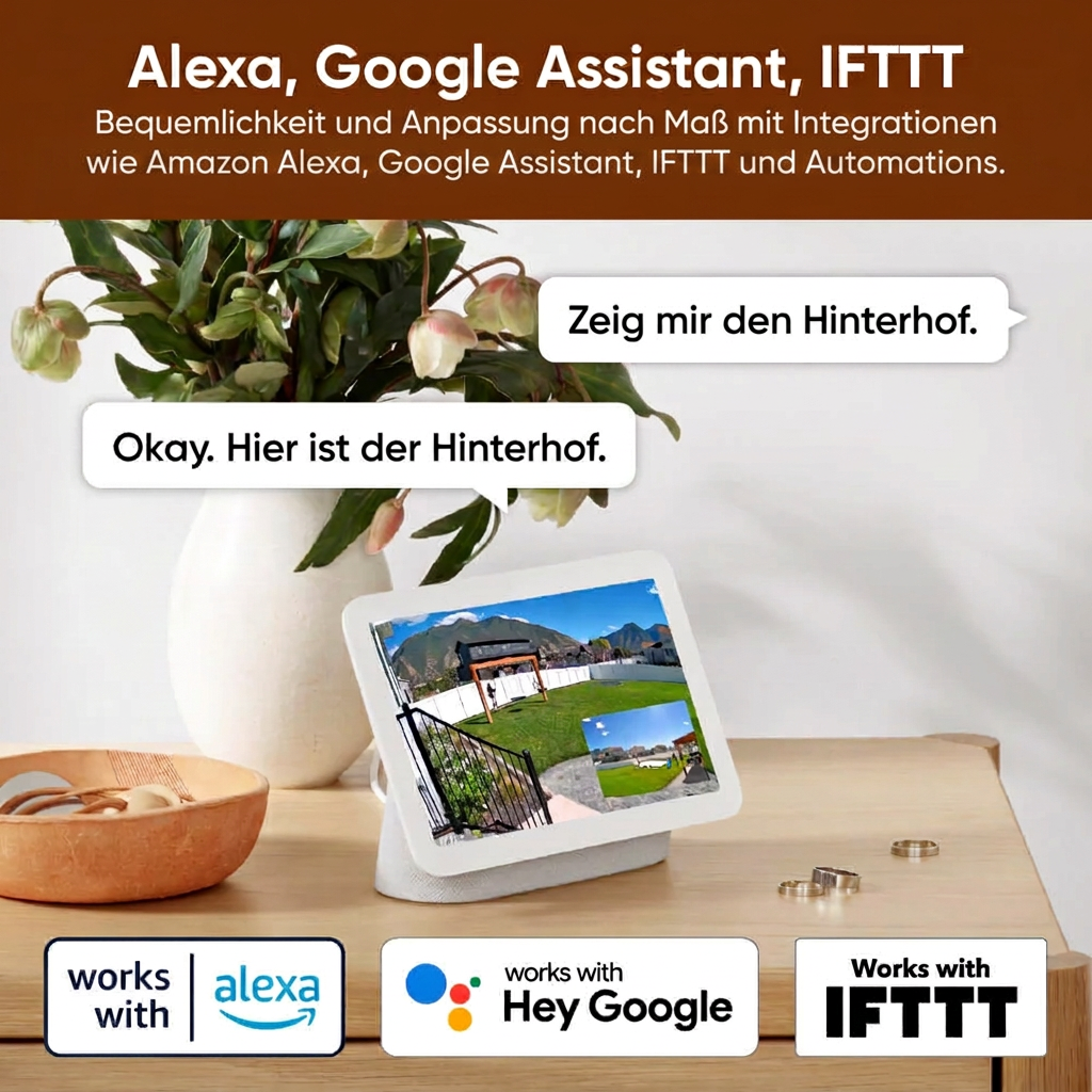 Lock Force Duo Cam Pan Ansicht auf Smart-Display, kompatibel mit Alexa, Google Assistant und IFTTT