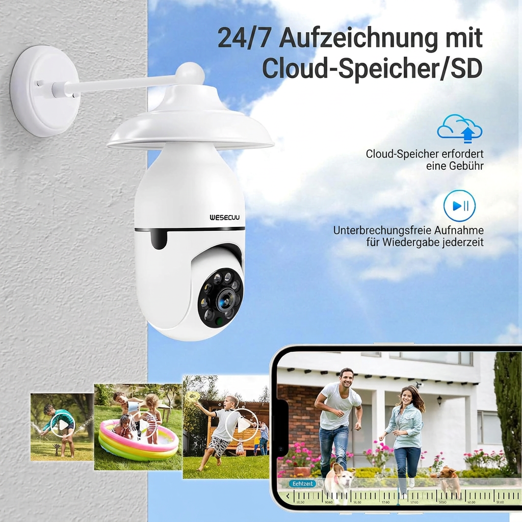 Lock Force Kamera mit Smartphone-App-Ansicht, unterstützt 2K HD und 5G-WLAN