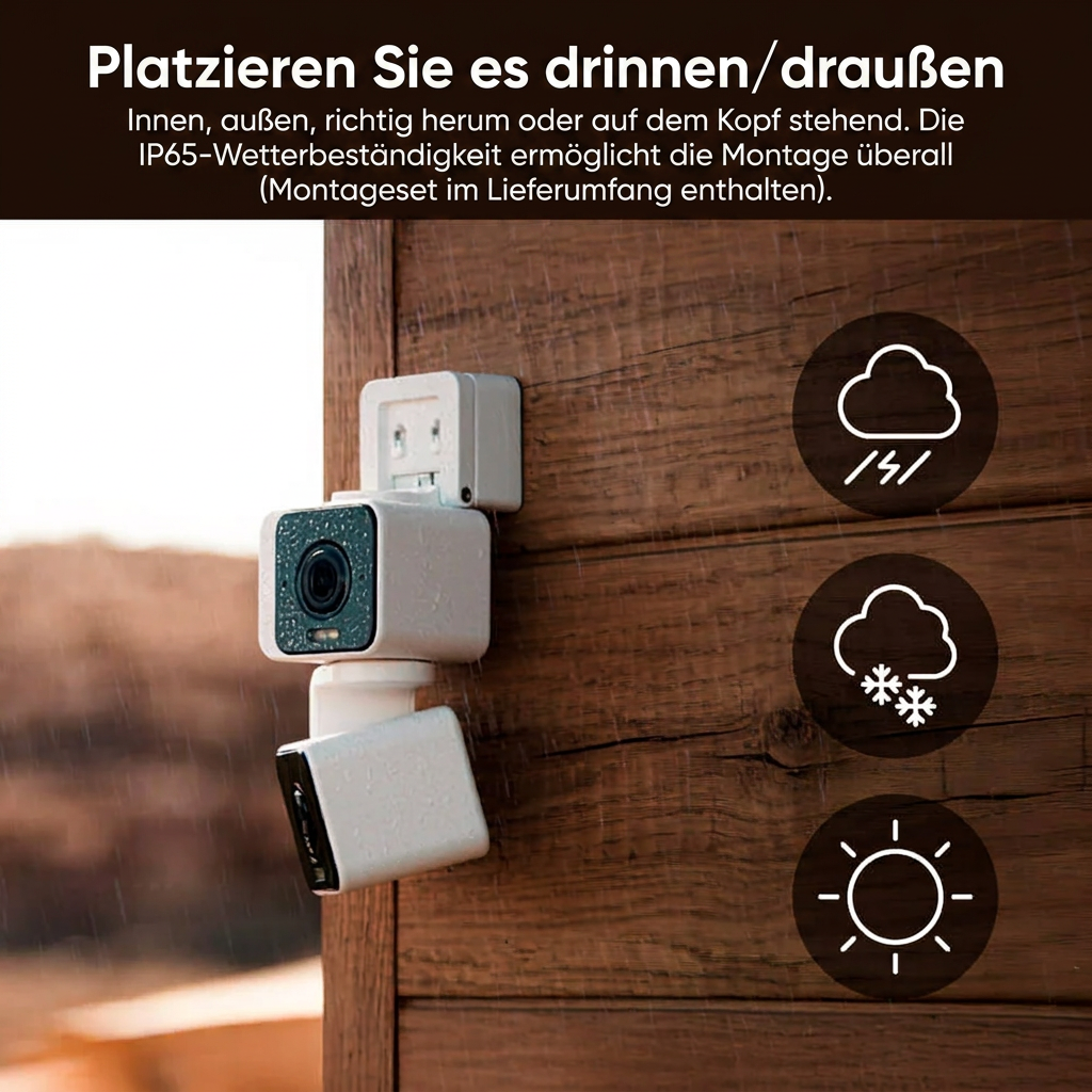 Lock Force Duo Cam Pan wetterfest nach IP65, Montage innen und außen bei Regen