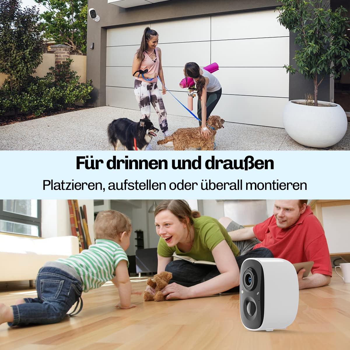 Lock Force Kamera einsetzbar drinnen und draußen, Familie mit Kamera auf Holzboden