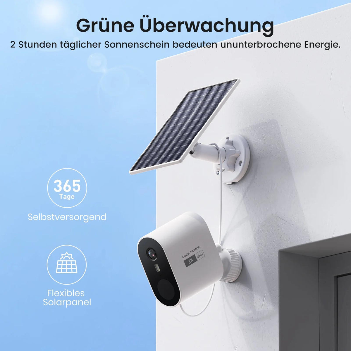 Lock Force SolarCam Lite erkennt Paketzusteller vor Haus mit PIR-Sensor und KI-Erkennung