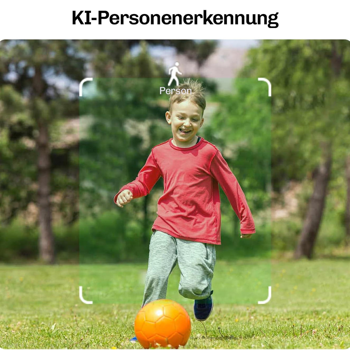 Lock Force Solar Cam KI-Personenerkennung erfasst spielendes Kind im Garten