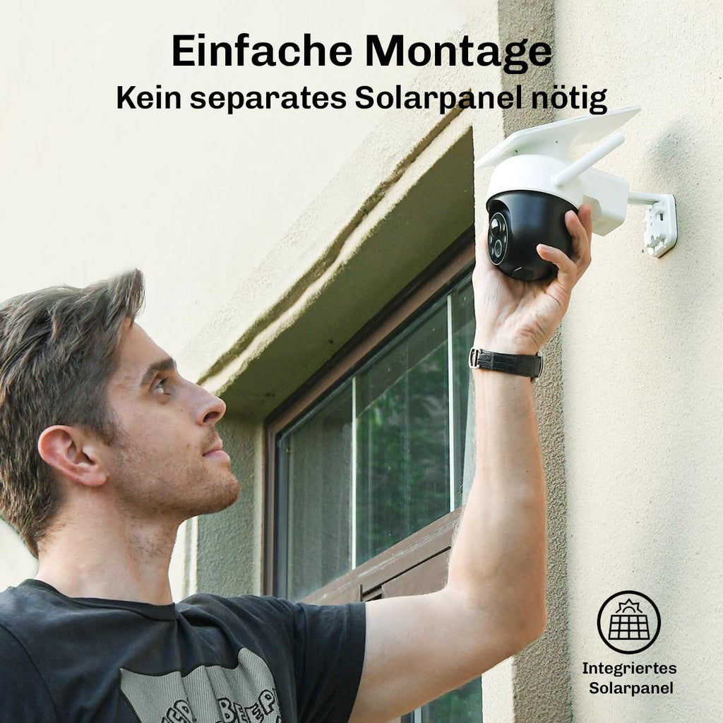 Lock Force Solarkamera wird ohne separates Solarpanel einfach an der Wand montiert