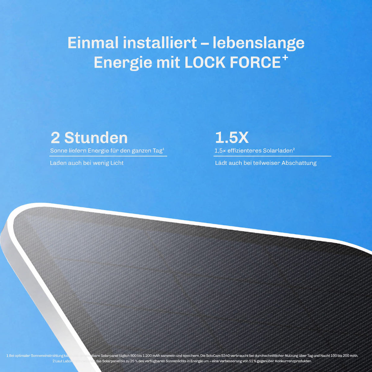Lock Force Solarpanel lädt auch bei wenig Licht mit 1,5-fach effizienterem Solarladen