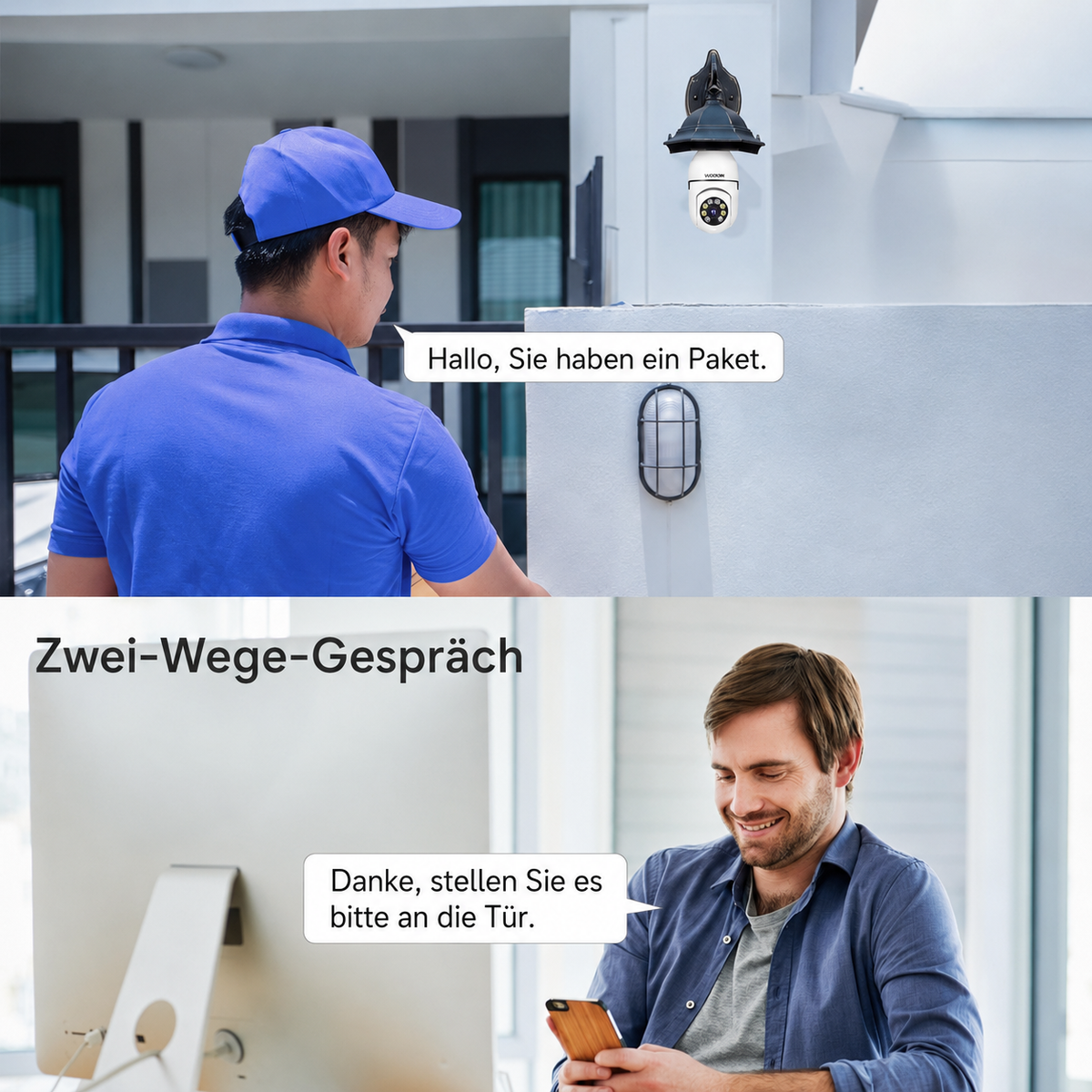 Lock Force Kamera mit Zwei-Wege-Gespräch: Kommunikation mit Paketboten per App