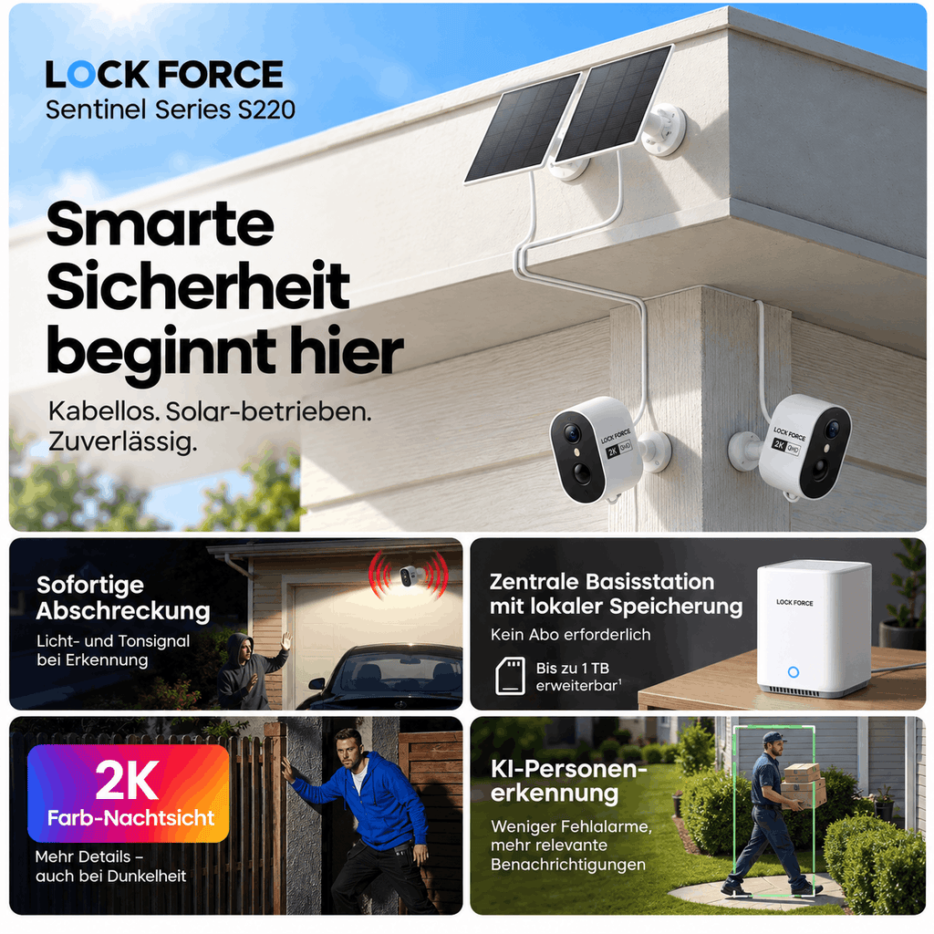 2K Solar Sicherheitskamera System, 2er-Set