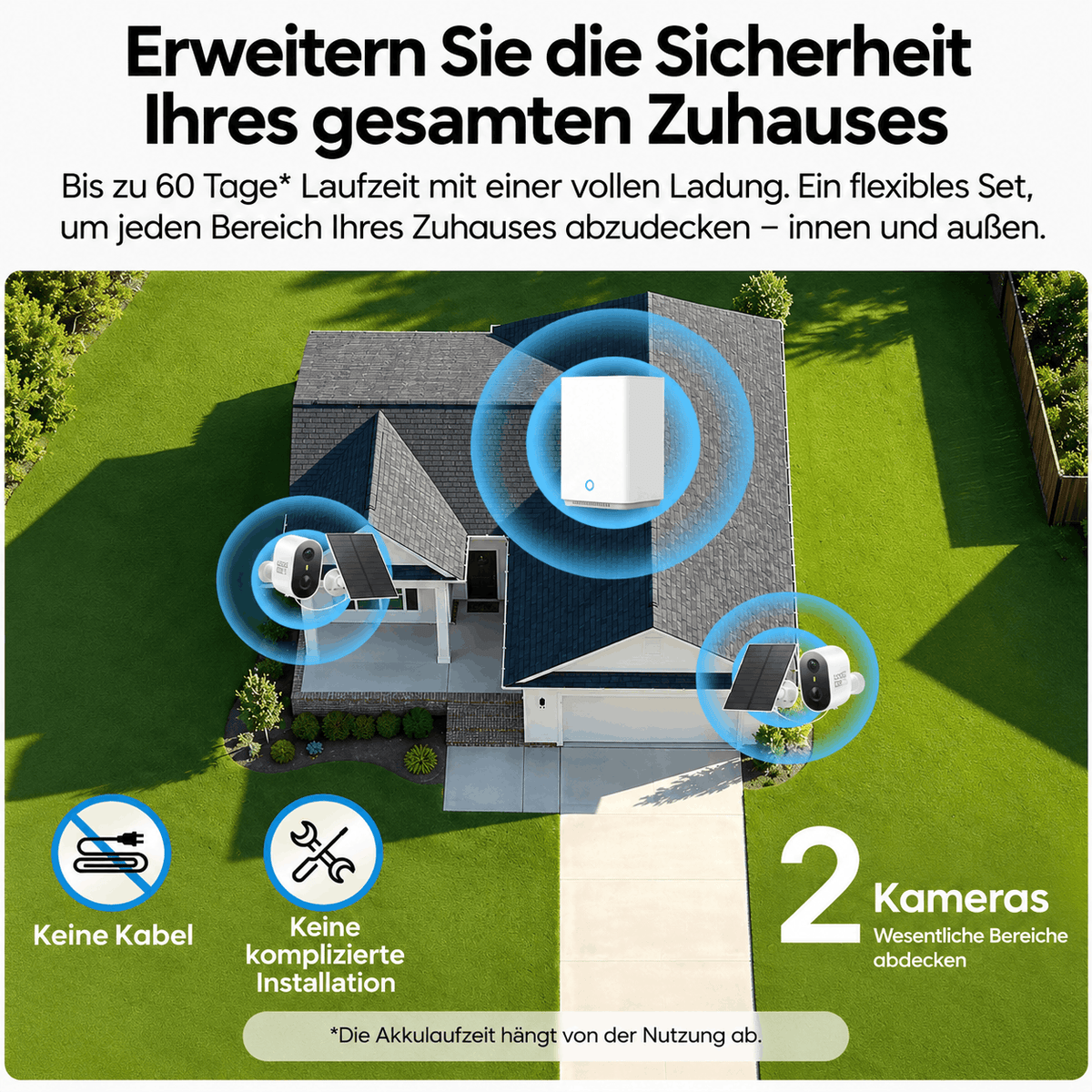 2K Solar Sicherheitskamera System, 2er-Set