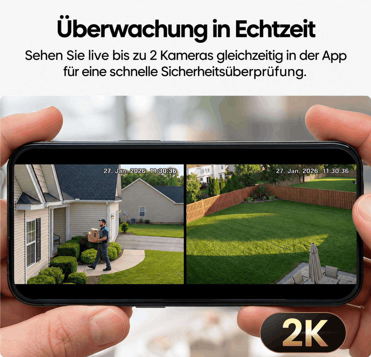 2K Solar Sicherheitskamera System, 2er-Set