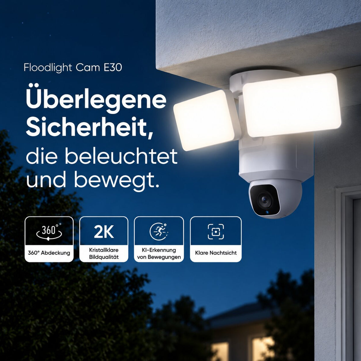 Smarte 4MP Solar-WLAN-Überwachungskamera mit 8.000-mAh-Akku, PIR-Erkennung & Farbnachtsicht
