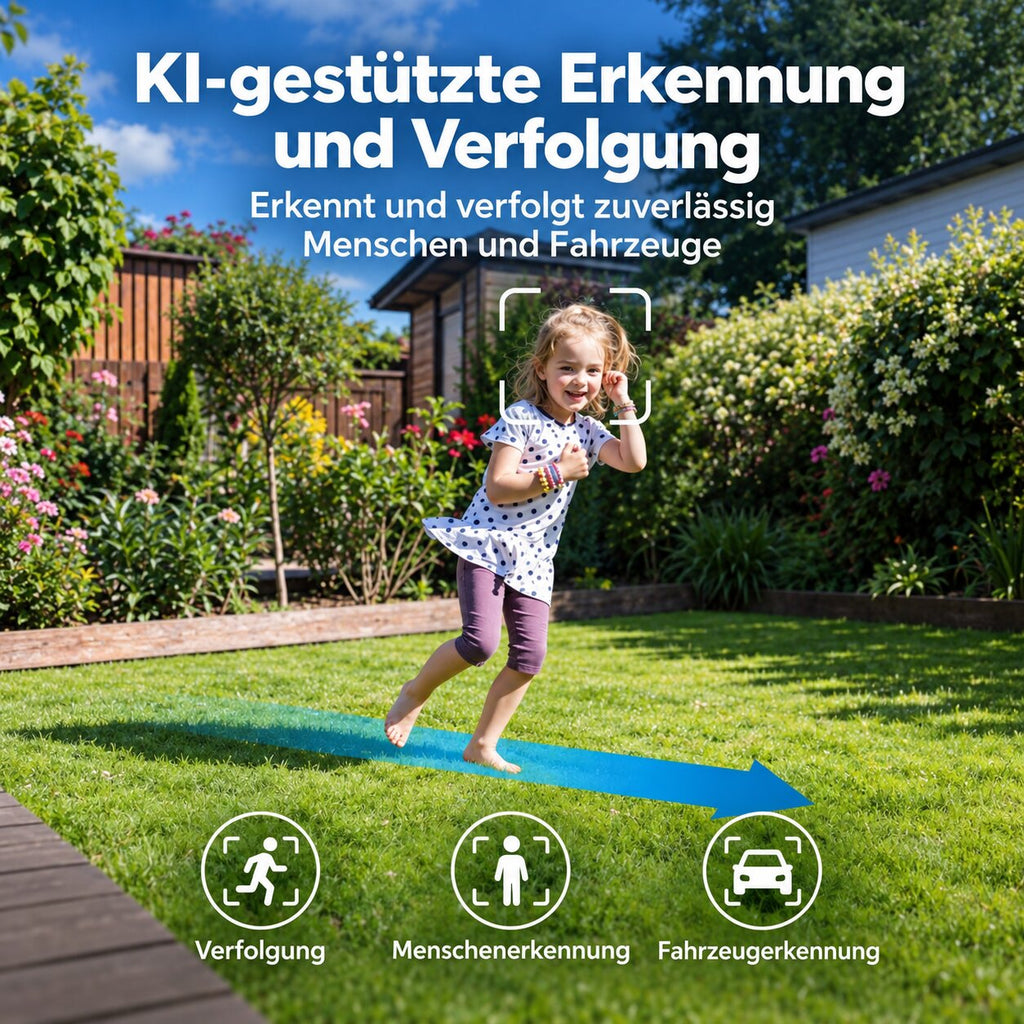 Smarte 4MP Solar-WLAN-Überwachungskamera mit 8.000-mAh-Akku, PIR-Erkennung & Farbnachtsicht