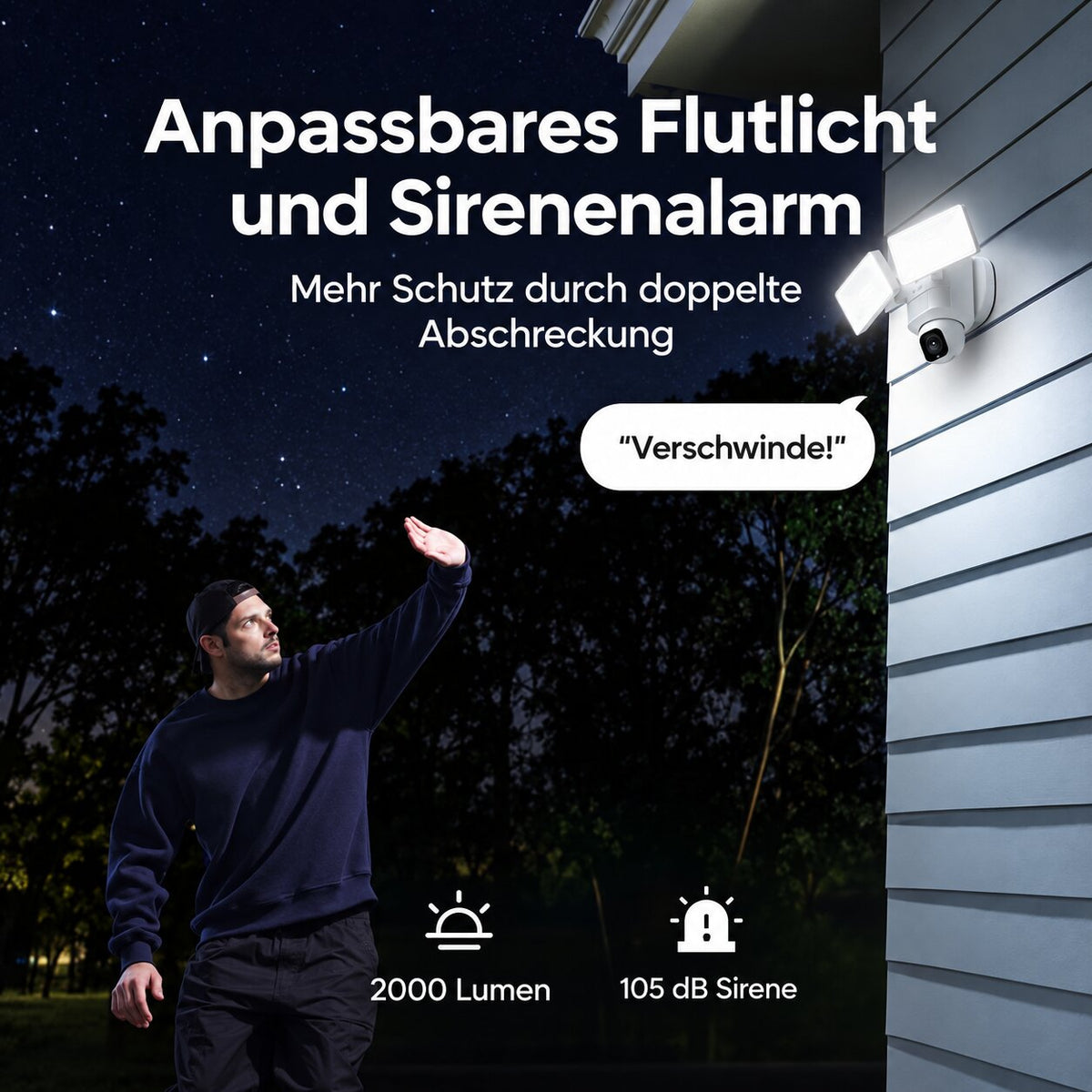 Smarte 4MP Solar-WLAN-Überwachungskamera mit 8.000-mAh-Akku, PIR-Erkennung & Farbnachtsicht